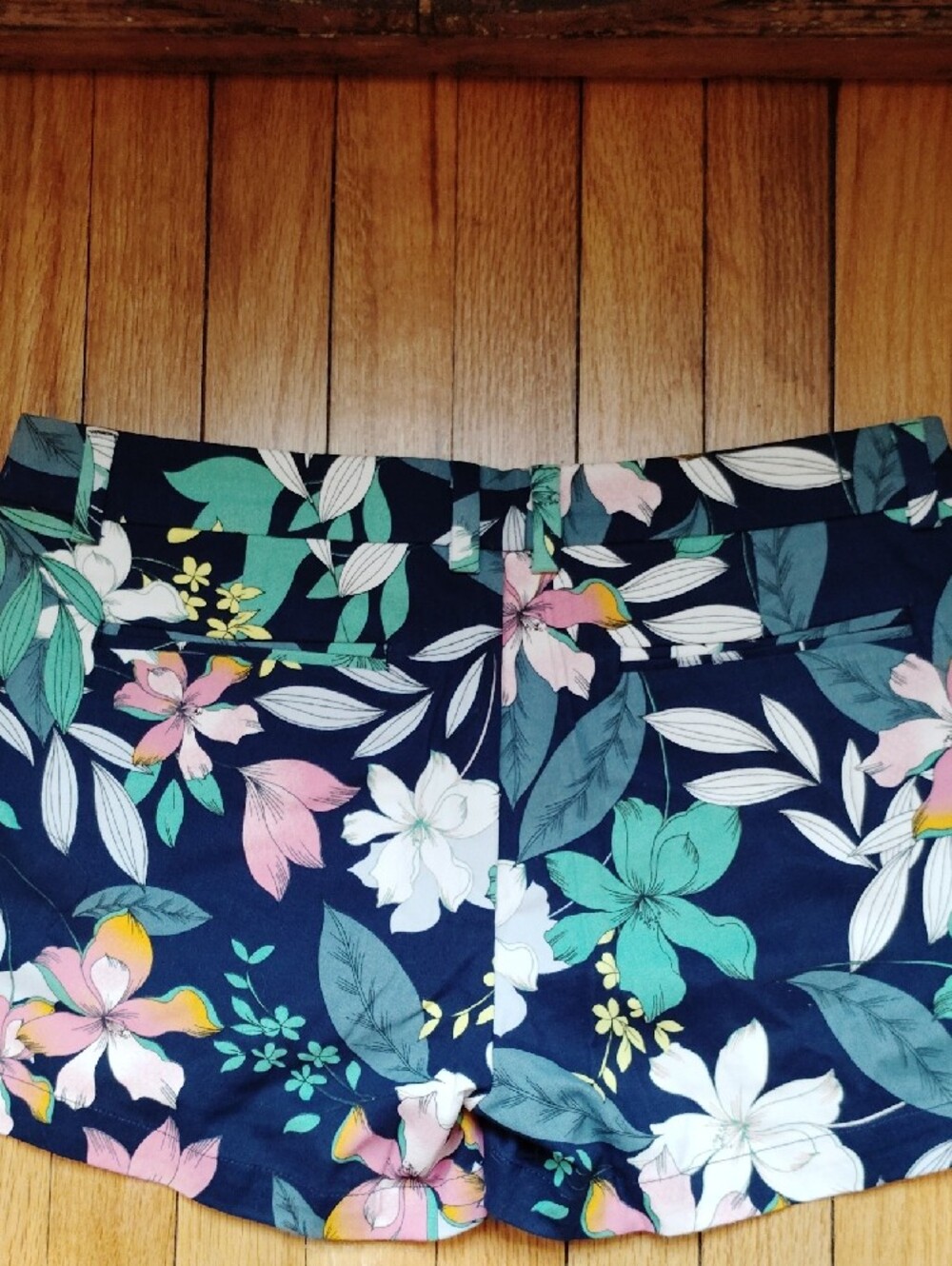 a.n.a Navy Floral Athletic Shorts with Multicolor Blooms - Picture 7 of 10
